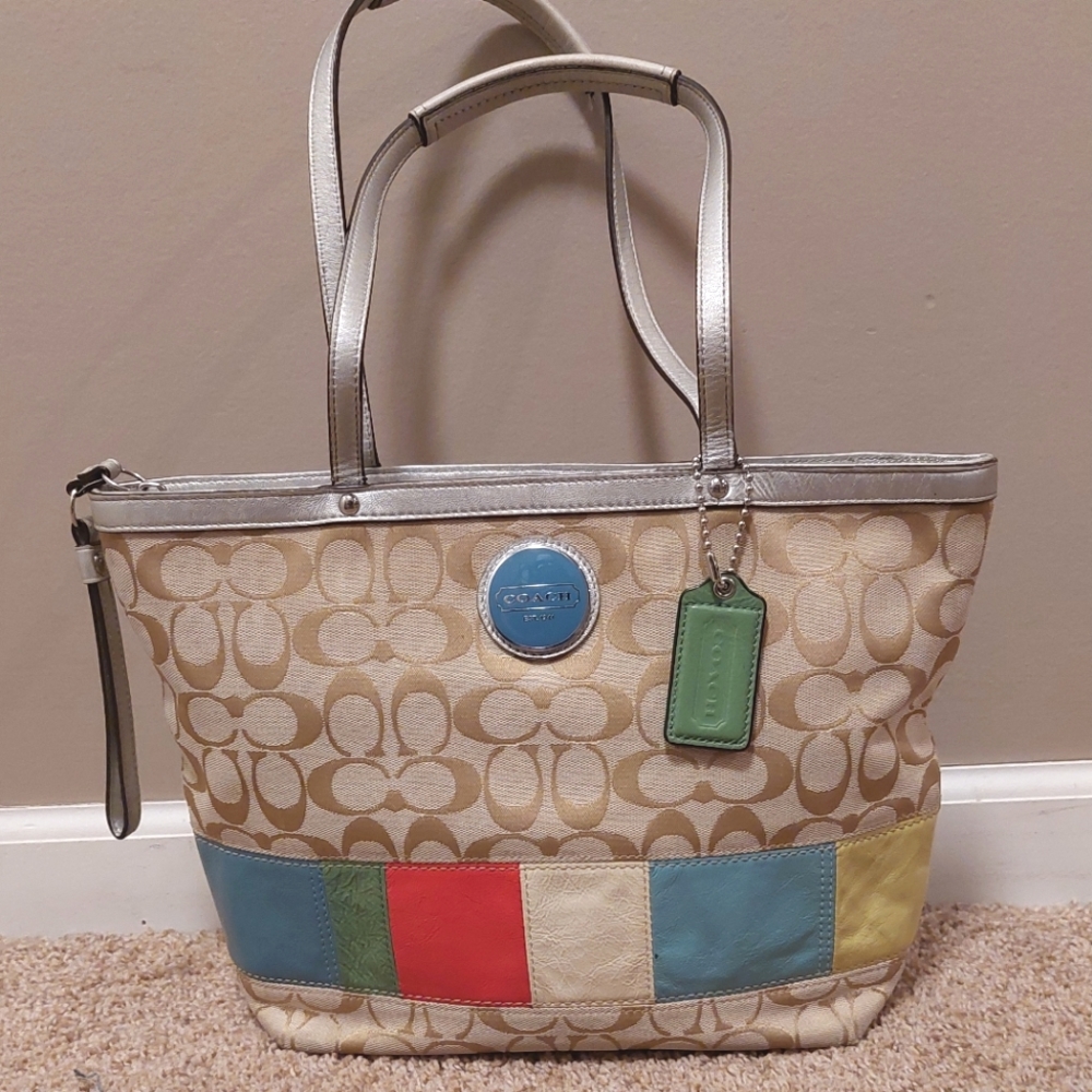 ❤️SALE! COACH Signature Stripe Muti Stripe Tote Bag